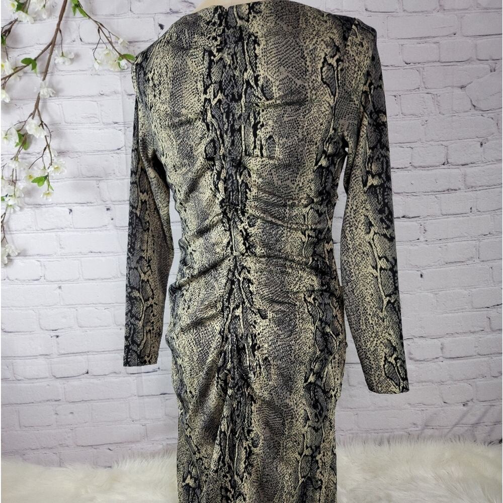 PHILOSOPHY Republic Snakeskin Print Bodycon Dress Ruched Side Back Night Out - Picture 4 of 16